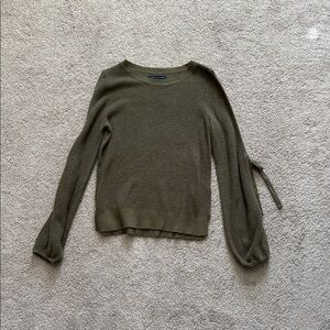 AEO Olive Green Open Shoulder Knit Sweater